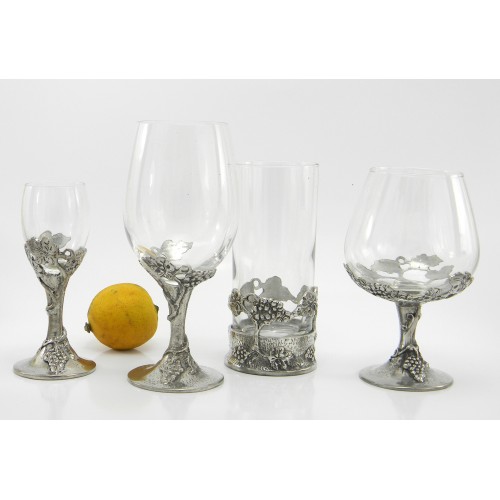 Glass, grapes beer, Pewter