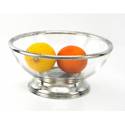 Salad bowl with glass, pewter