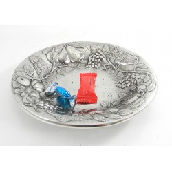 Round and pomegranate fruit bowl in pewter Diameter 17.5 cm 3 cm
