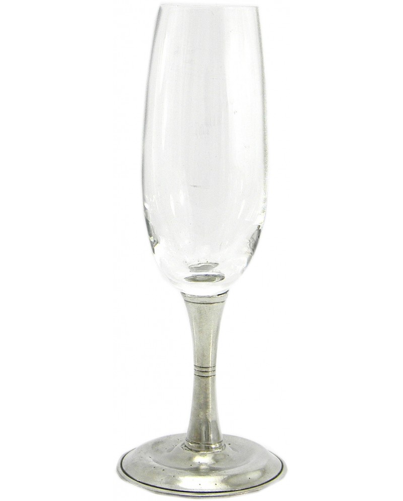 Glass, two lines, flute, Pewter
