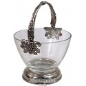 Trash glass with base and handle, pewter