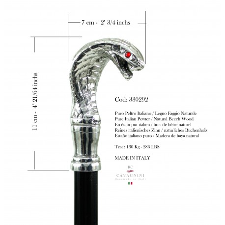 Bastón, pequeña cobra Palo personalizable para los ancianos. Hombre elegante bastones