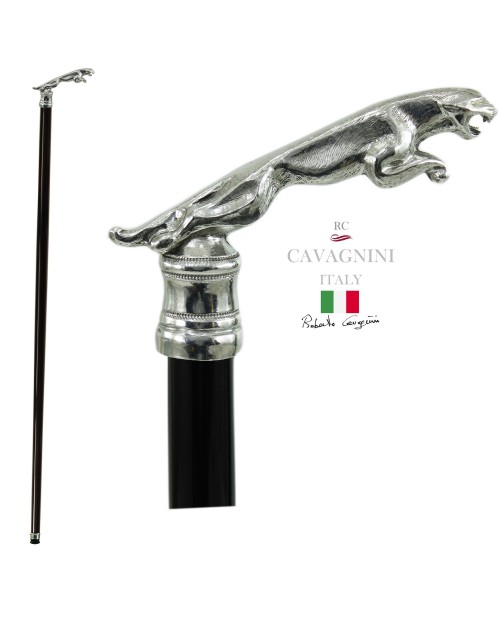 Bastoni da passeggio eleganti e robusti, per anziani personalizzabile, incisione iniziali, Jaguar, Made in Italy