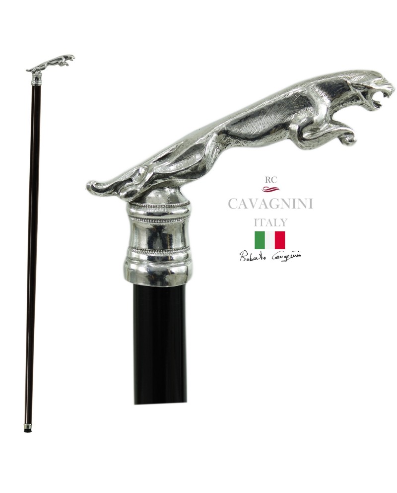 Bâtons de marche élégants et robustes, pour les personnes âgées, personnalisables, gravure des initiales, Jaguar, Made in Italy