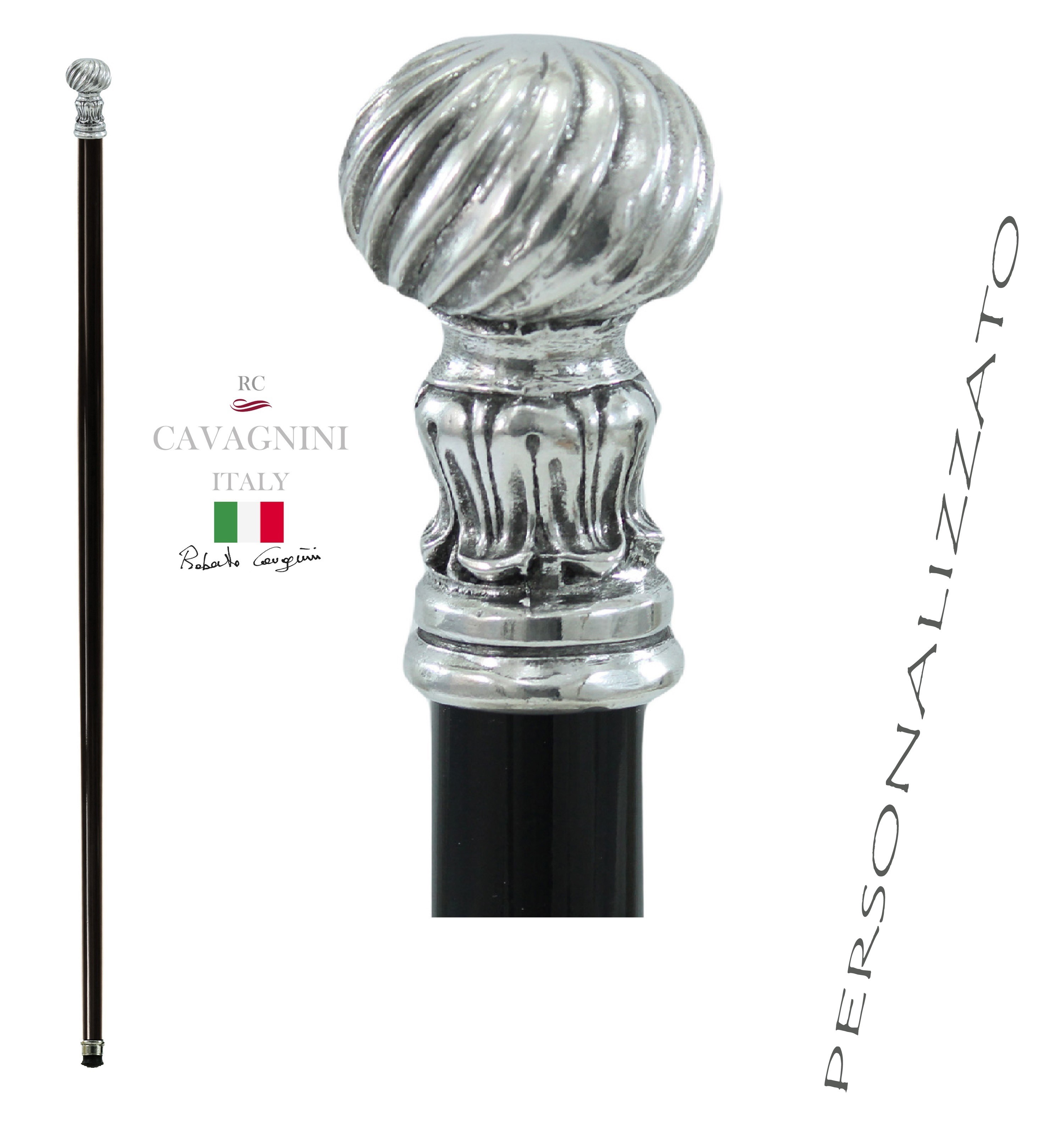 Walking stick, helical round knob, Cavagnini customizable - STORE CAVAGNINI  PELTRO