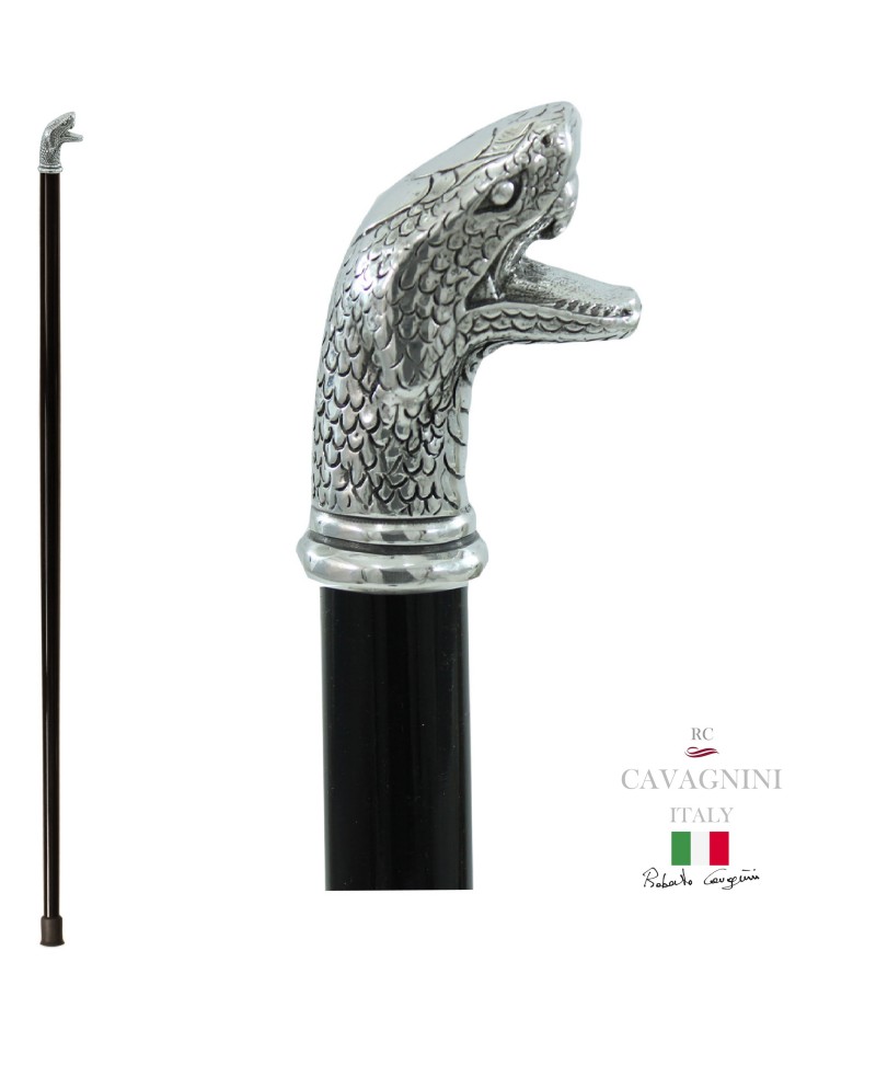 Solid walking sticks for men and women. Cobra knob, elegant gift handmade in Italy