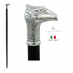 Wooden walking stick for ladies, in pewter and wood. Knob eagle with crest, Cavagnini Online discounts