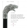 Lion head walking stick, elegant and robust, in solid metal. customizable length, initials engraving