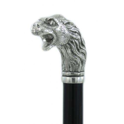 Bastón con cabeza de león, elegante y resistente, de metal macizo. longitud personalizable, grabado inicial