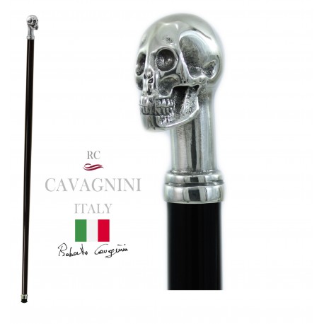 Fast delivery Walking Cane Cavagnini fine wood Black custom pewter elegant handle elegant skull for man woman artisan made in Italy 