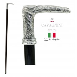 Stick for the elderly, solid and elegant, squared round. Stick made in Italy by Maestro Cavagnini