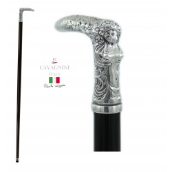 Walking sticks for the elderly in pewter and wood. Resistant and customizable Cavagnini. Pomolo woman