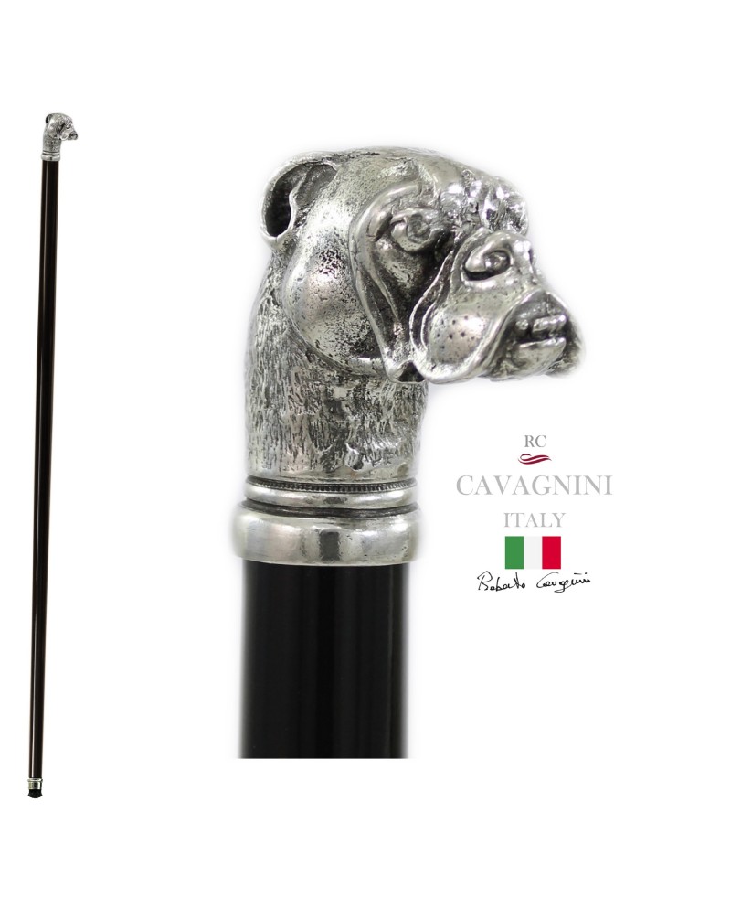 Walking stick, Christmas gift, Bulldog dog. Customizable length, final tip. Cavagnini