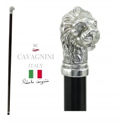 Handcrafted walking sticks, in pewter, small lion. Sticks handmade in Italy, customizable, Cavagnini
