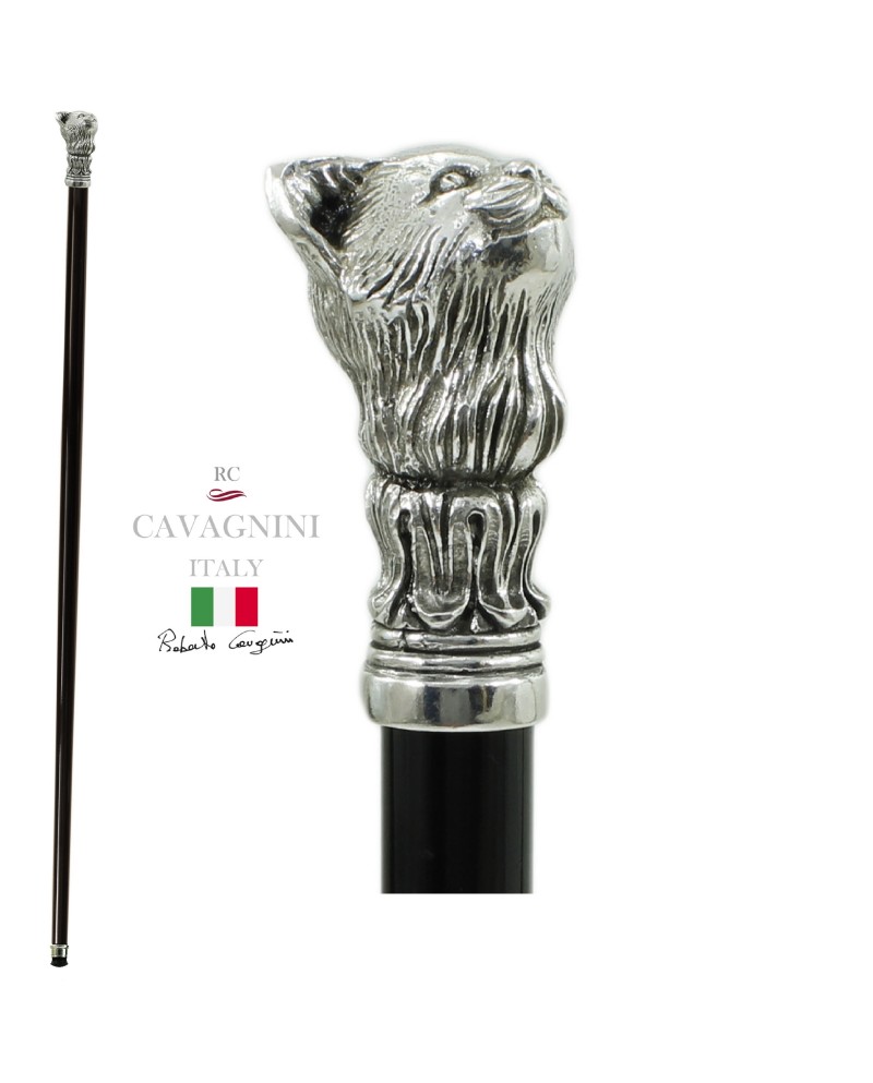 Elegant cat cane for the elderly in metal and wood for men and women. 100% made in Italy Cavagnini