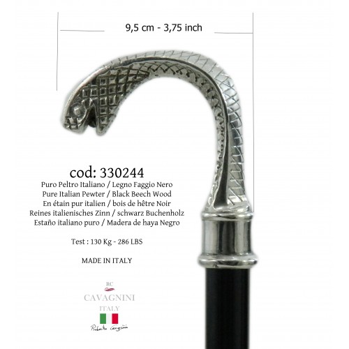 Canne en bois élégante Cobra pour personnes âgées pour hommes et femmes. 100% fabriqué en Italie Cavagnini