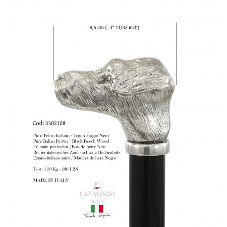 Bastone da passeggio cane Schnauzer, personalizzato, indiciamo le tue iniziali. Cavagnini