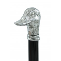 Elegant duck walking stick in wood and pewter for men and women made in Italy by Cavagnini