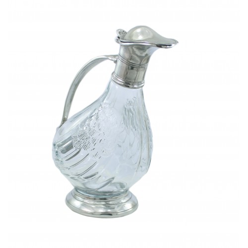 Duck in pewter and glass bottle