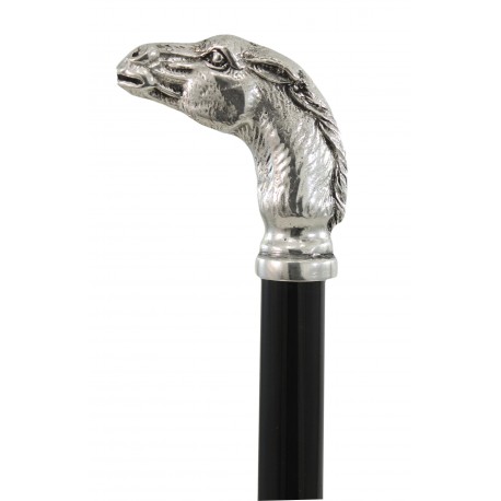 Bastón con cabeza de caballo, elegante, de peltre, para ancianos, Cavagnini