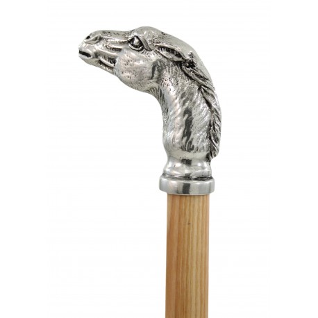 Horse head walking stick, elegant, in pewter, for the elderly, Cavagnini