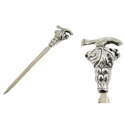 Grape cluster letter opener, in pewter and stainless steel, for classy desk.