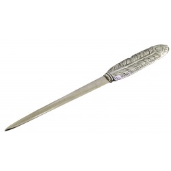 Feather letter opener, in pewter and stainless steel, elegant classy gift