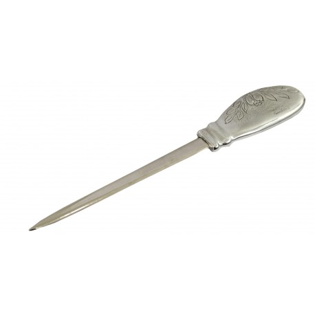 Tagliacarte piatto fiore, in peltro e acciaio inox, elegante regalo di classe