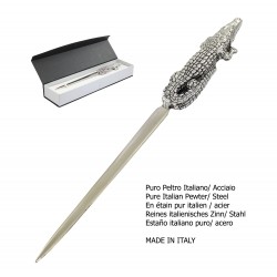 Crocodile letter opener, in pewter and steel, elegant classy gift