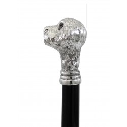 Walking stick for elderly poodle in pewter and orthopedic wood customizable handmade Italy CAVAGNINI