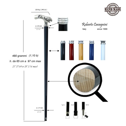 Walking stick, lion knob. Customizable. Stick for women and men. Made in Italy