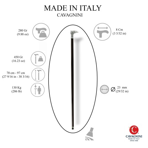 Walking sticks for ladies, in pewter and wood. Eagle knob with crest, Cavagnini Online discounts