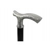 Walking stick in pewter, exotic crow.
