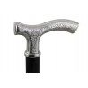 Walking stick in pewter, exotic crow.