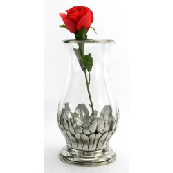 Vase, pétales Tulipes, Étain