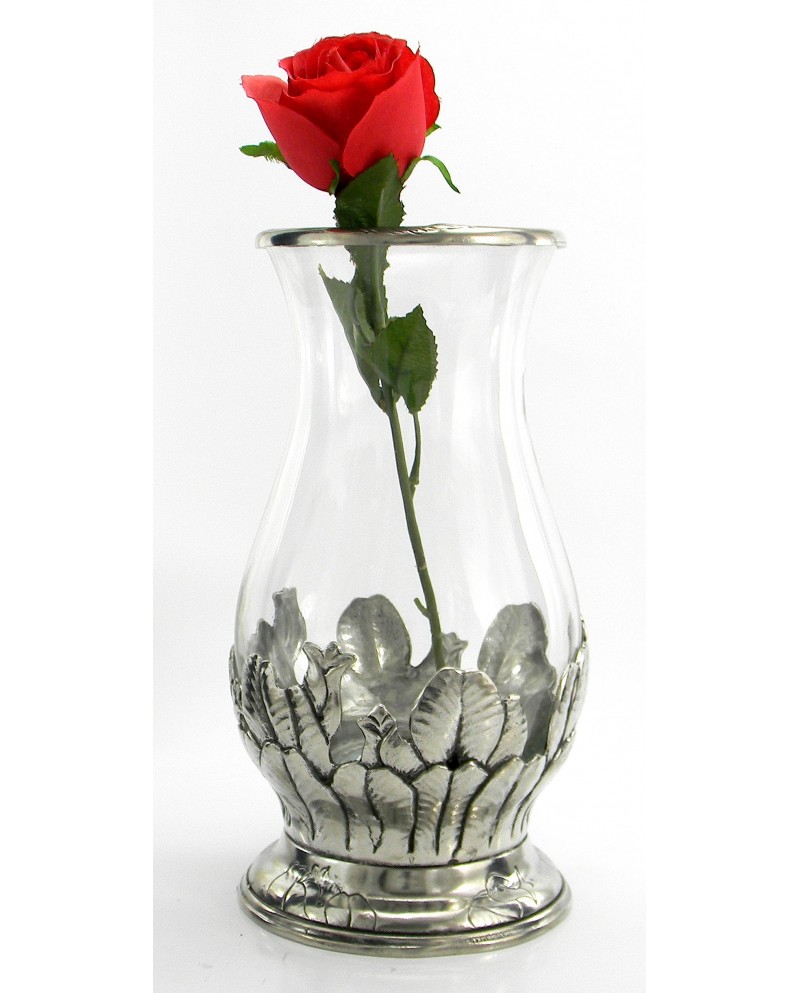 Vase, pétales Tulipes, Étain