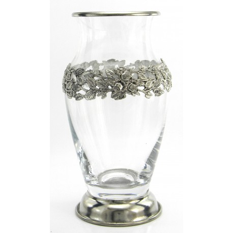 Vase, Rahmen, Zinn und Glas