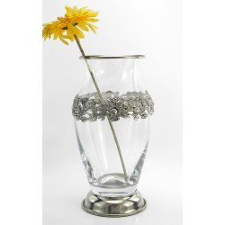 Vase, frame, pewter and glass